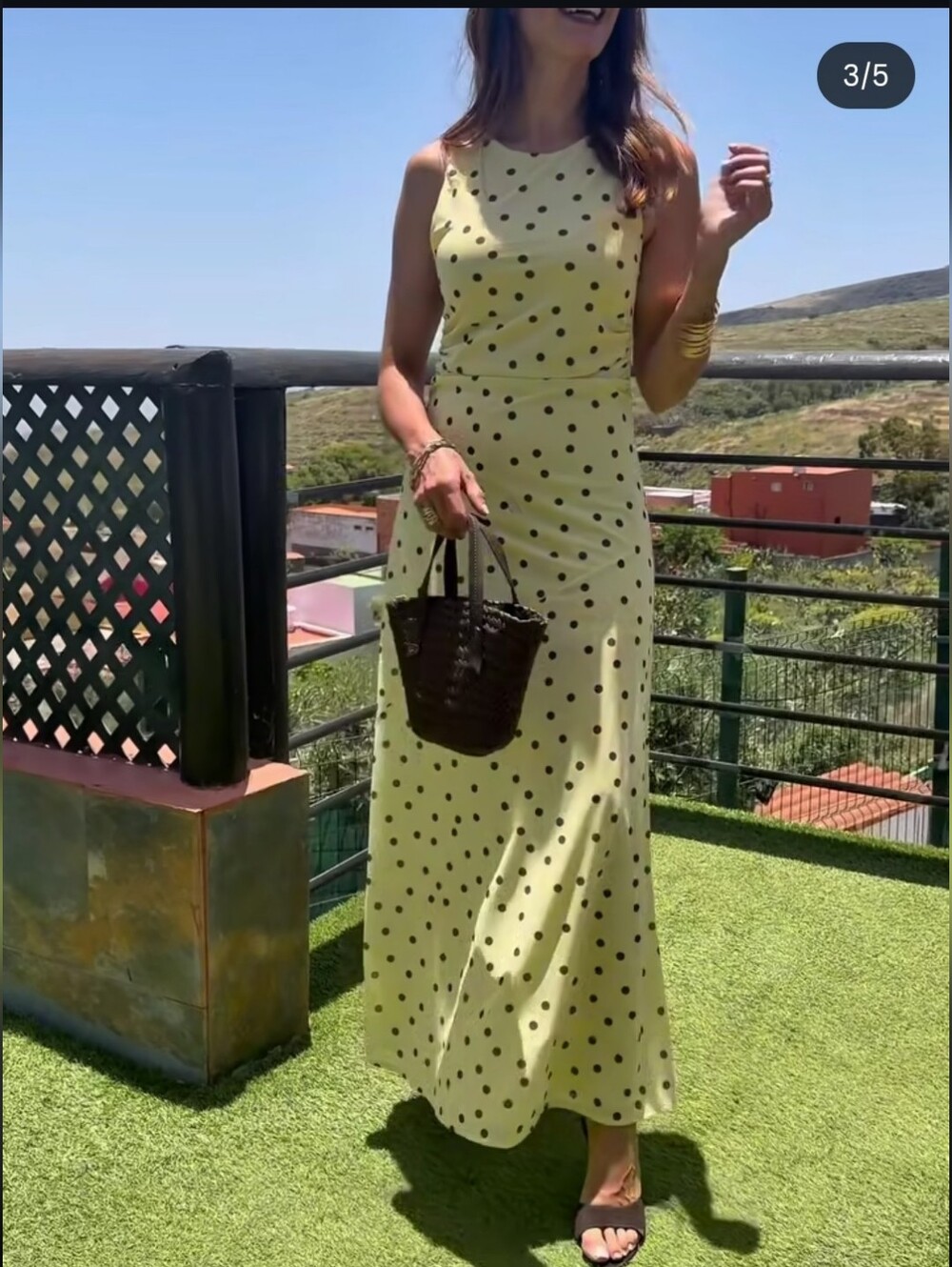 ZARA FLOWY POLKA DOT DRESS YELLOW NWT - Picture 3 of 11